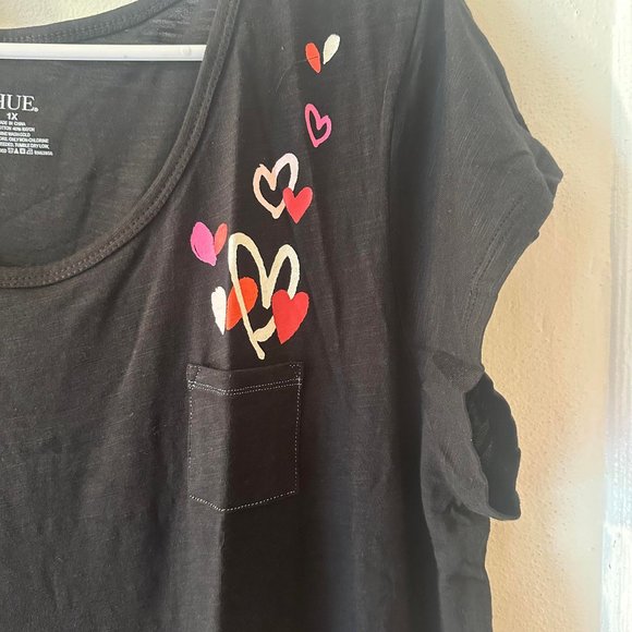 146	Hue  Blouse with ruffles and hearts	 1X - Picture 3 of 10